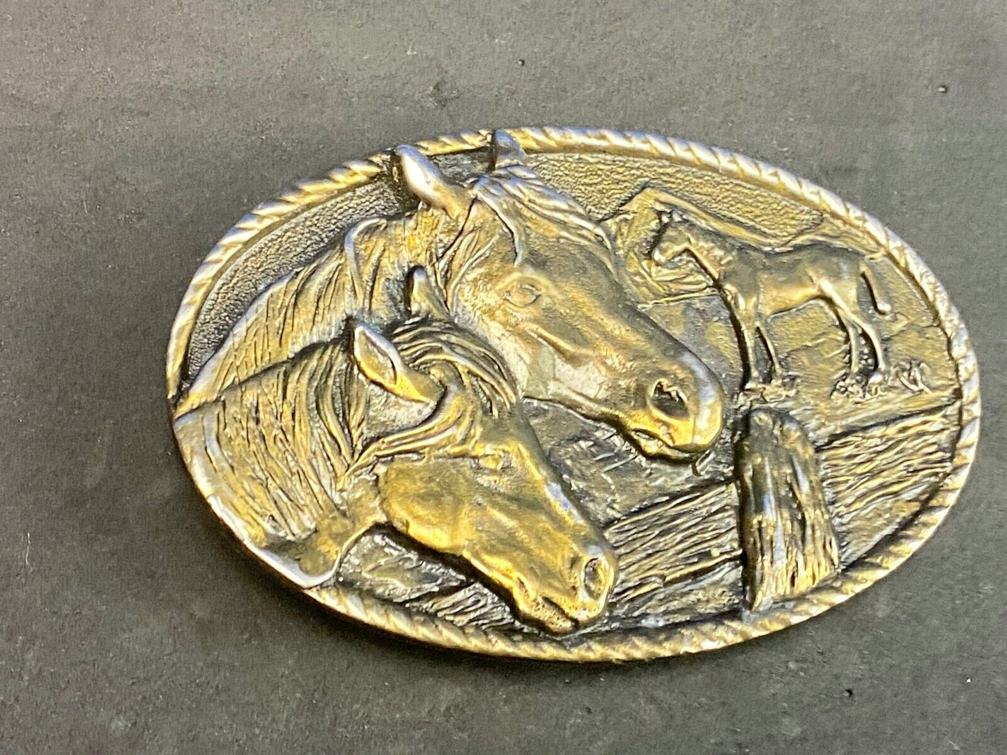 Tribute to the Horse - head, bust profile in western commemorative belt buckle 