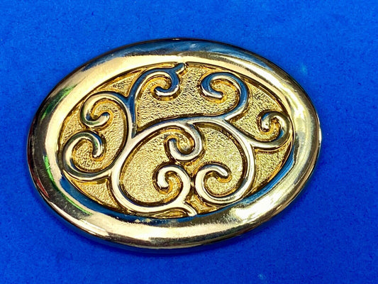 Unique Gold Tone Motion East Flower Swirl Belt Scarf Clip Slide Buckle 