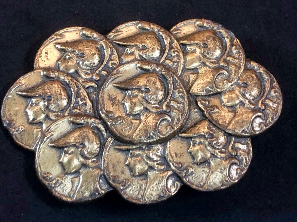 Vintage faux roman -  coin cluster style  belt buckle 