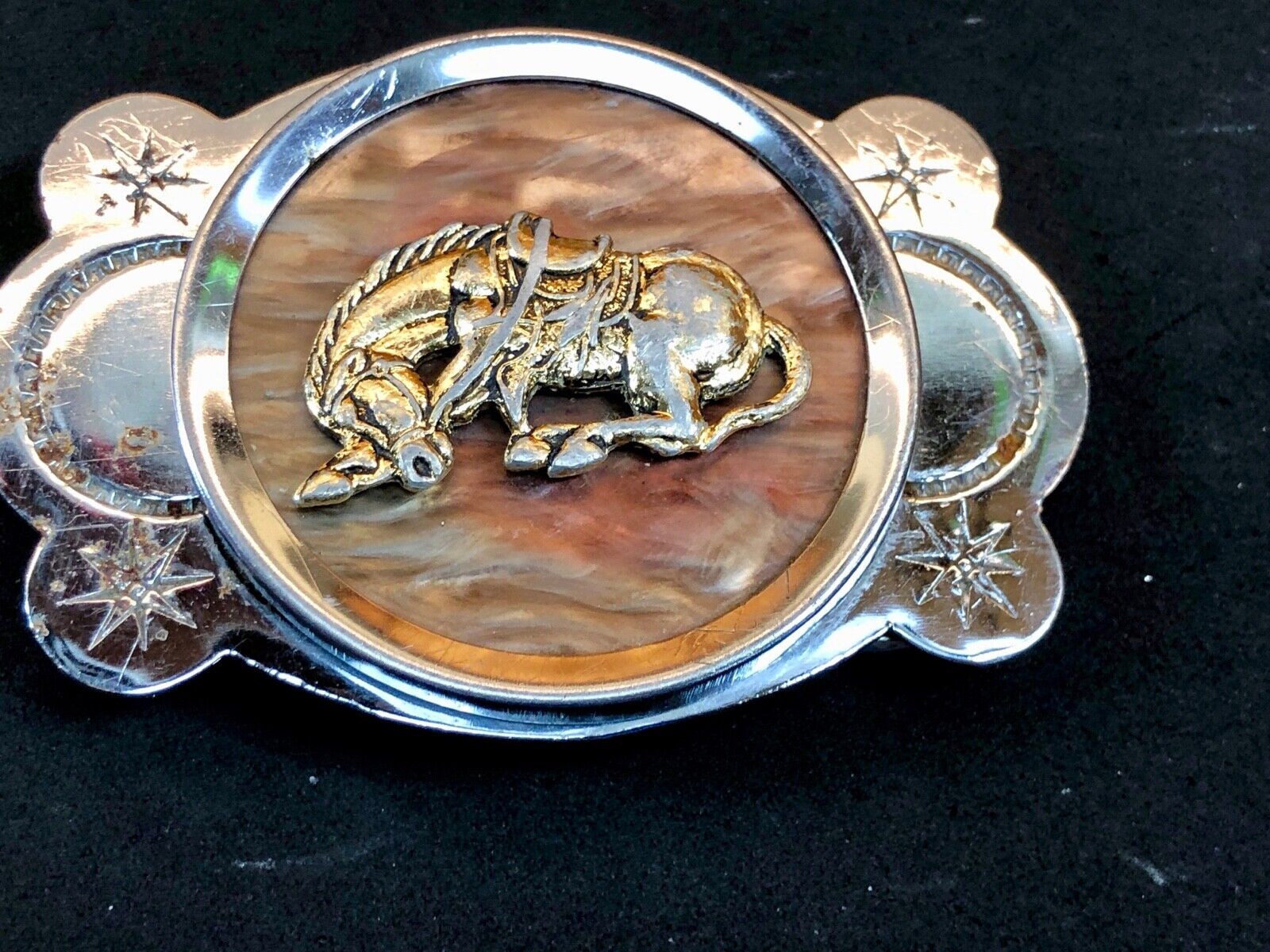 Vintage Horse in CenterPiece Rodeo Cowboy western belt buckle 
