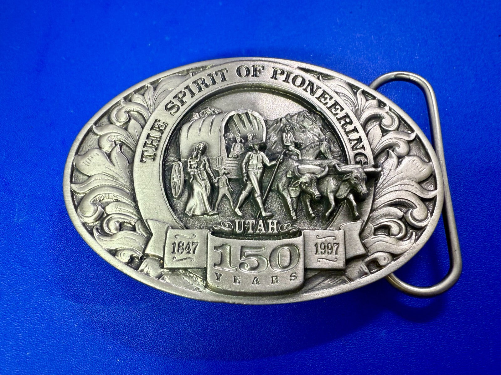 Utah State The Spirit of Pioneering 150 years Vintage Ring Masters Belt Buckle