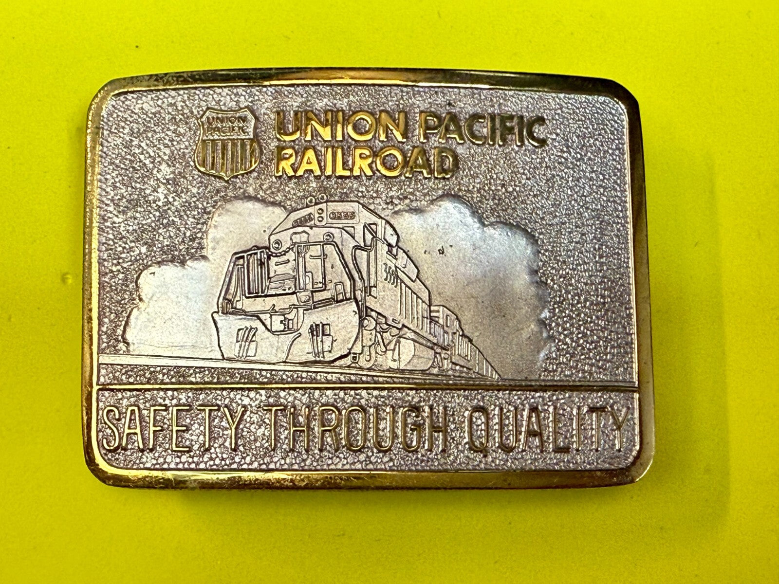 Union Pacific Railroad Safety Through Quality Award Belt Buckle by Stotts 