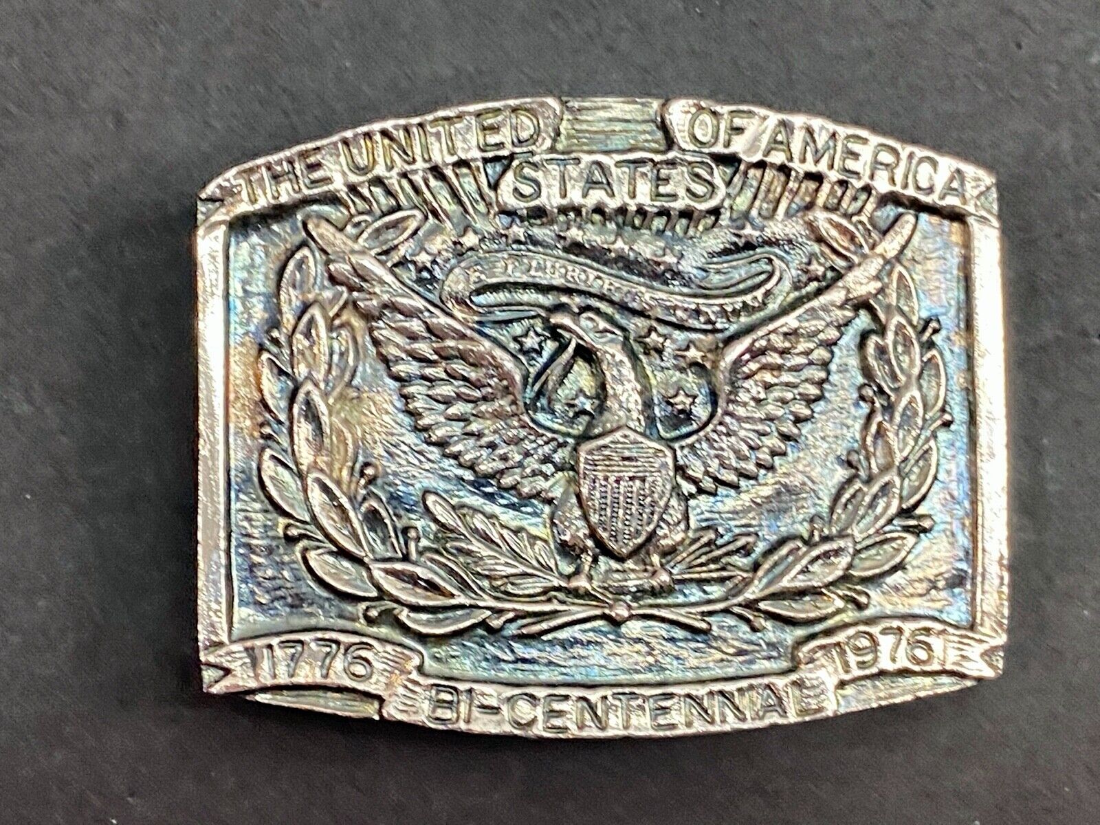 1776 Bi-Centennial celebration of USA belt buckle by Dina & Hicks Los Altos 