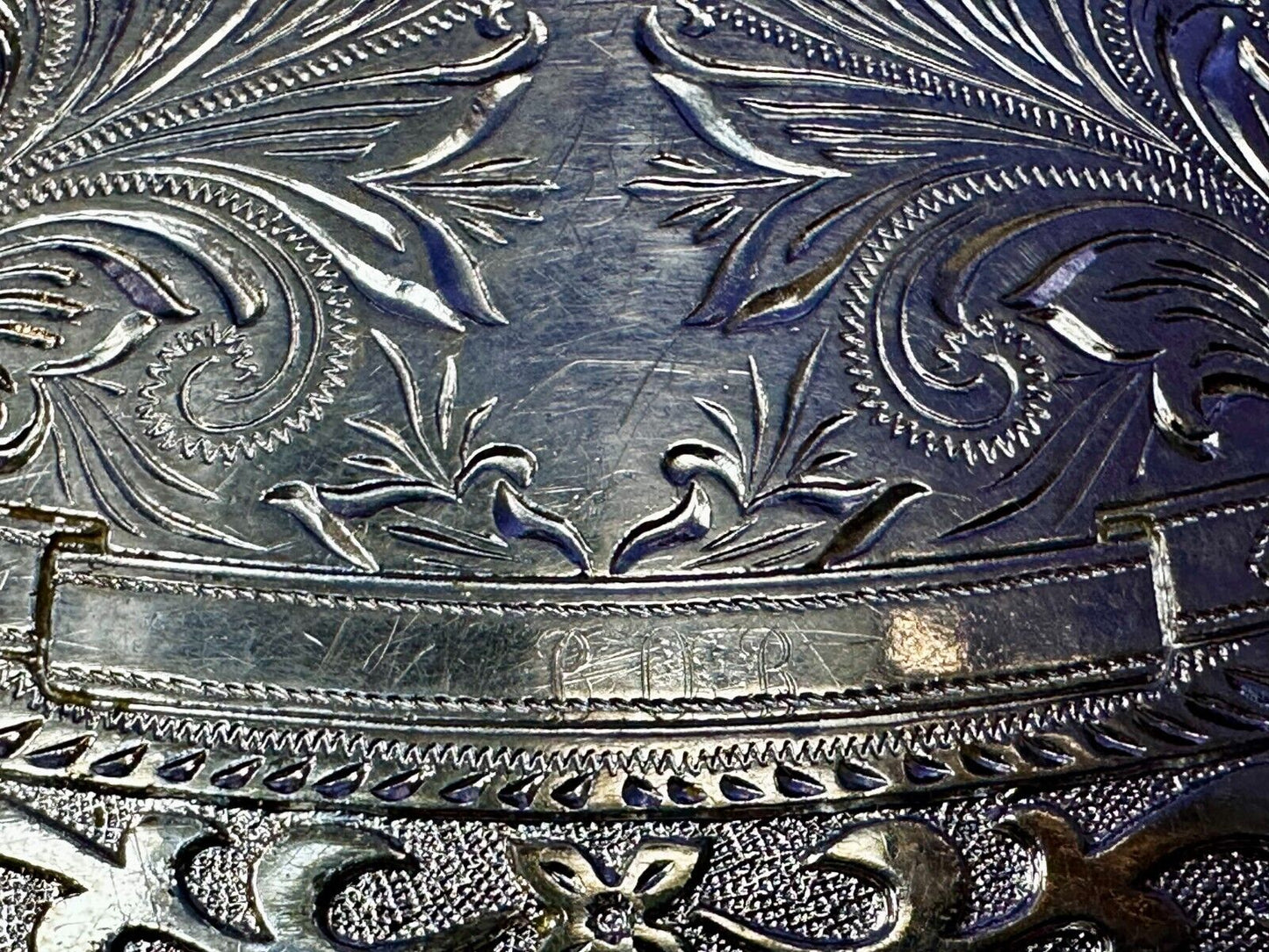 Vintage Award Ribbon Scroll  Western Flower Swirl Design Used Belt Buckle