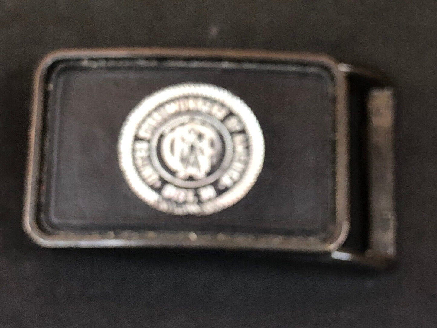 Vintage Leather backed Belt Buckle United Steelworkes of America Dist 38 