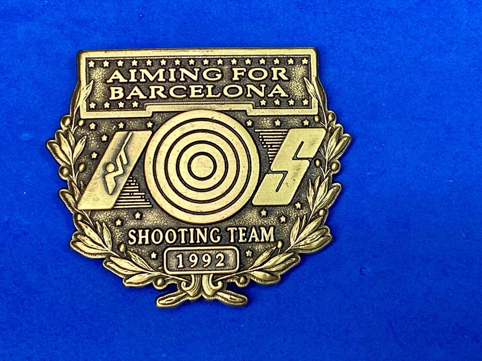 United States Shooting Team 1992 Aiming For Barcelona Cutout Belt Buckle 