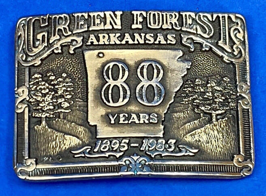 Arkansas green forest 88 year celebration belt buckle limited to 500!  by ADM