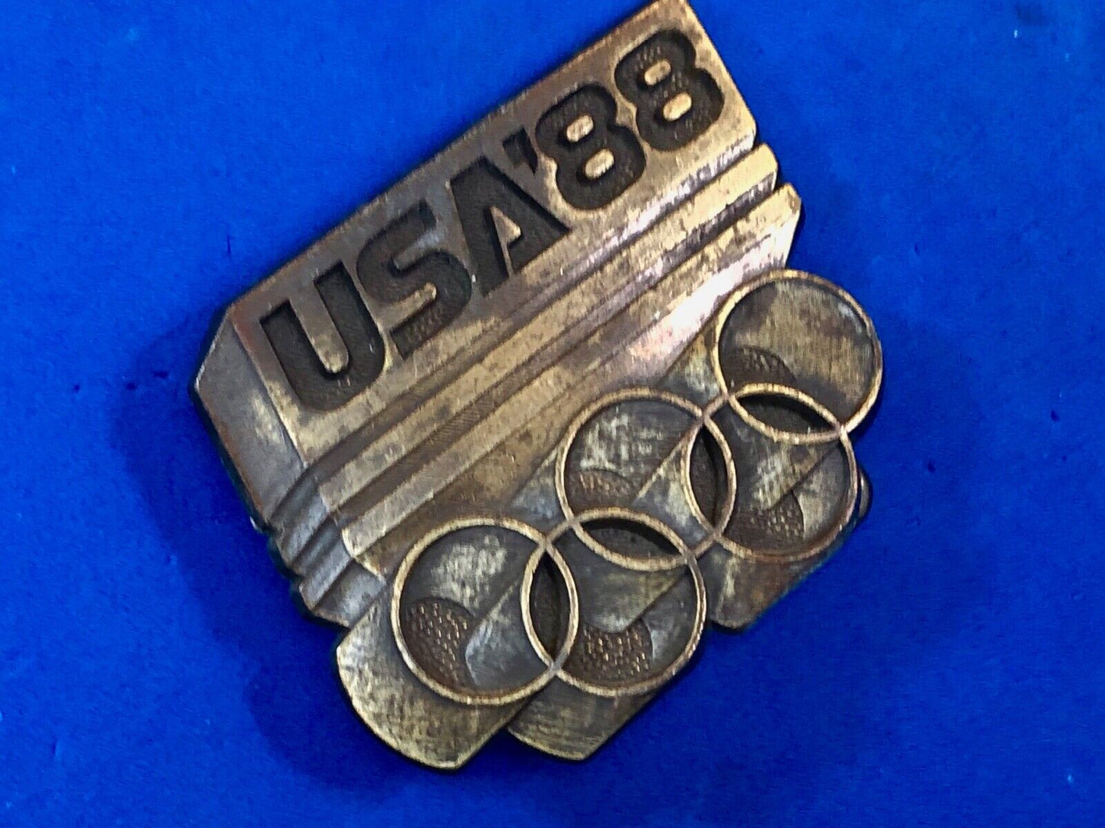 1988 Olympics Brass Metal Belt Buckle Team USA Mens Vintage Rings Seoul Korea 88