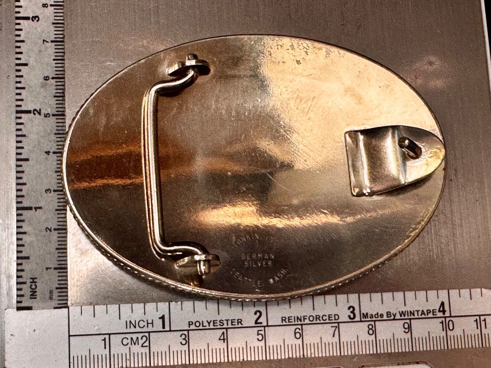 Utility Western Trophy Style Pre Fab Transit Tonkin  German Silver Belt Buckle