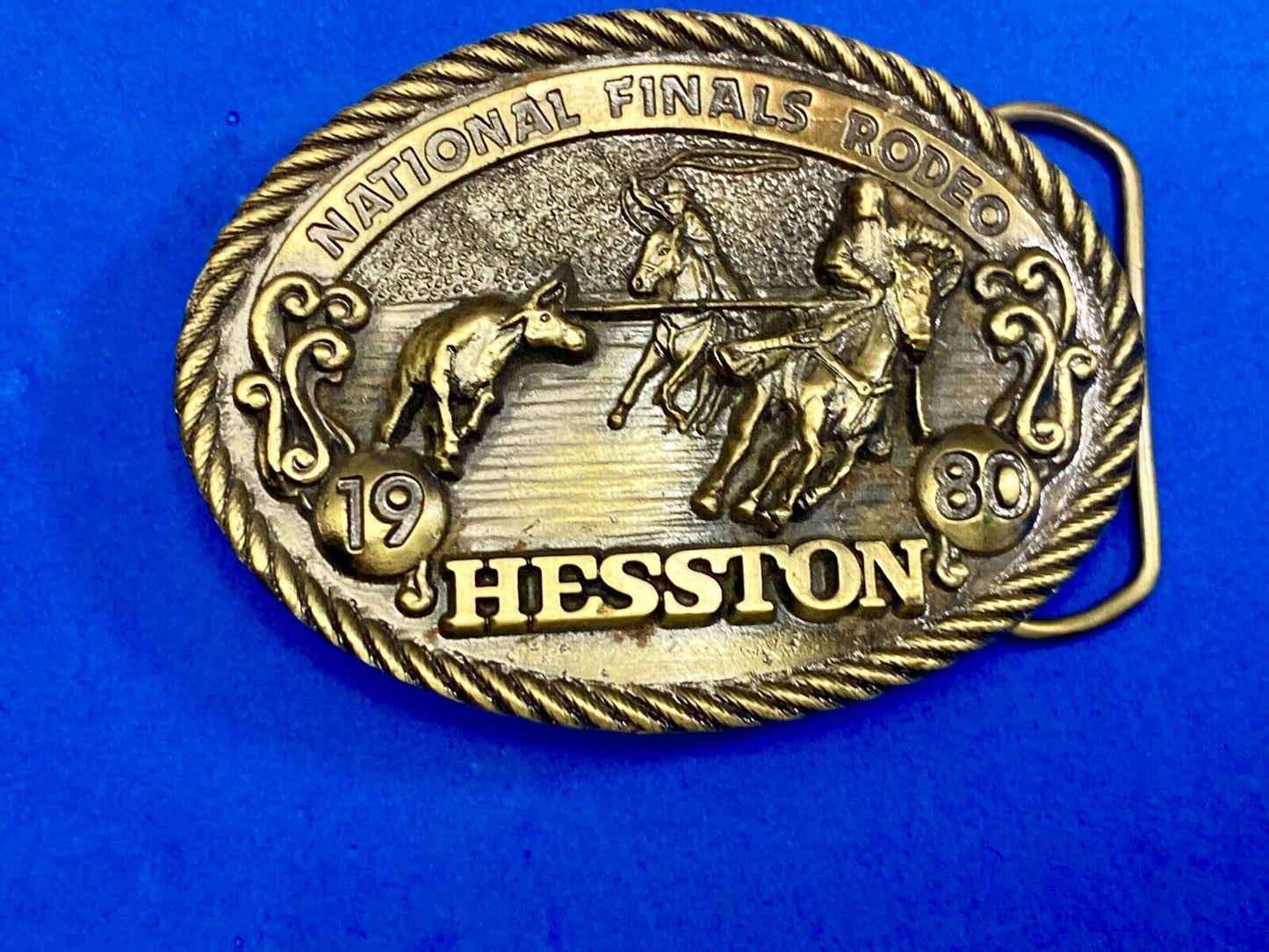 1980 Collectors Nfr National Finals Rodeo Hesston Belt Buckle 