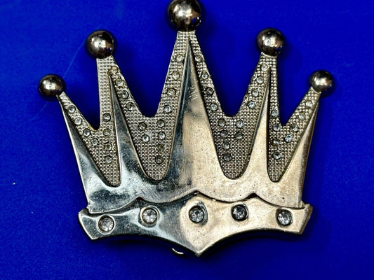 Beautiful Cutout CROWN Five Pointed Figural Rhinestone Accented Belt Buckle