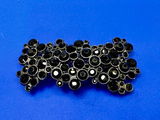 Black Rhinestone Cluster / Covered Retro Women's 4" Wide Belt Buckle