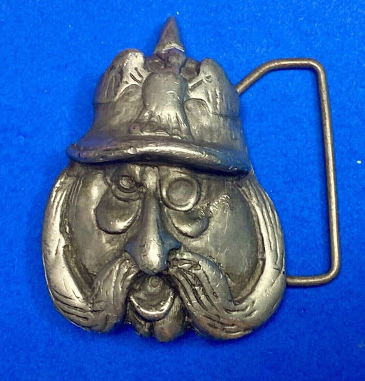 Vintage Head Herman Black Belt Buckle Art Nouveau Singing! Indiana Metal Craft 