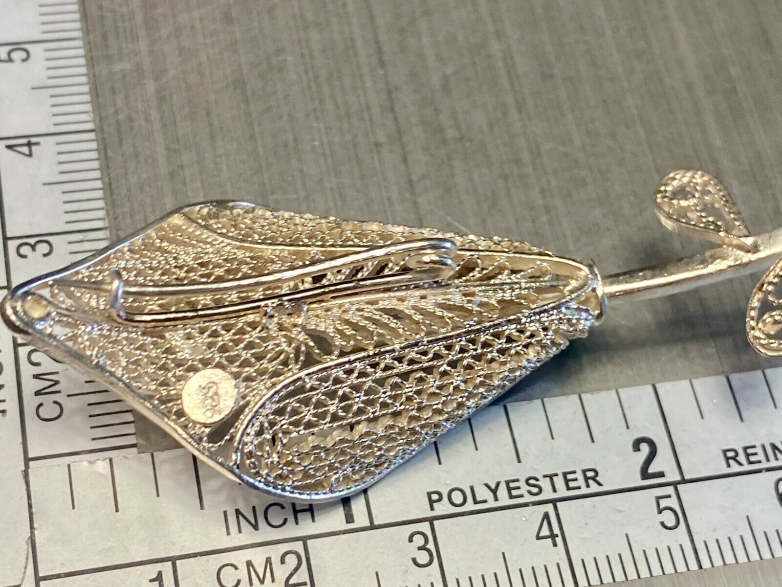 Vintage Filagree Easter Lily Flower Single Stem 925 Sterling Silver Brooch Pin
