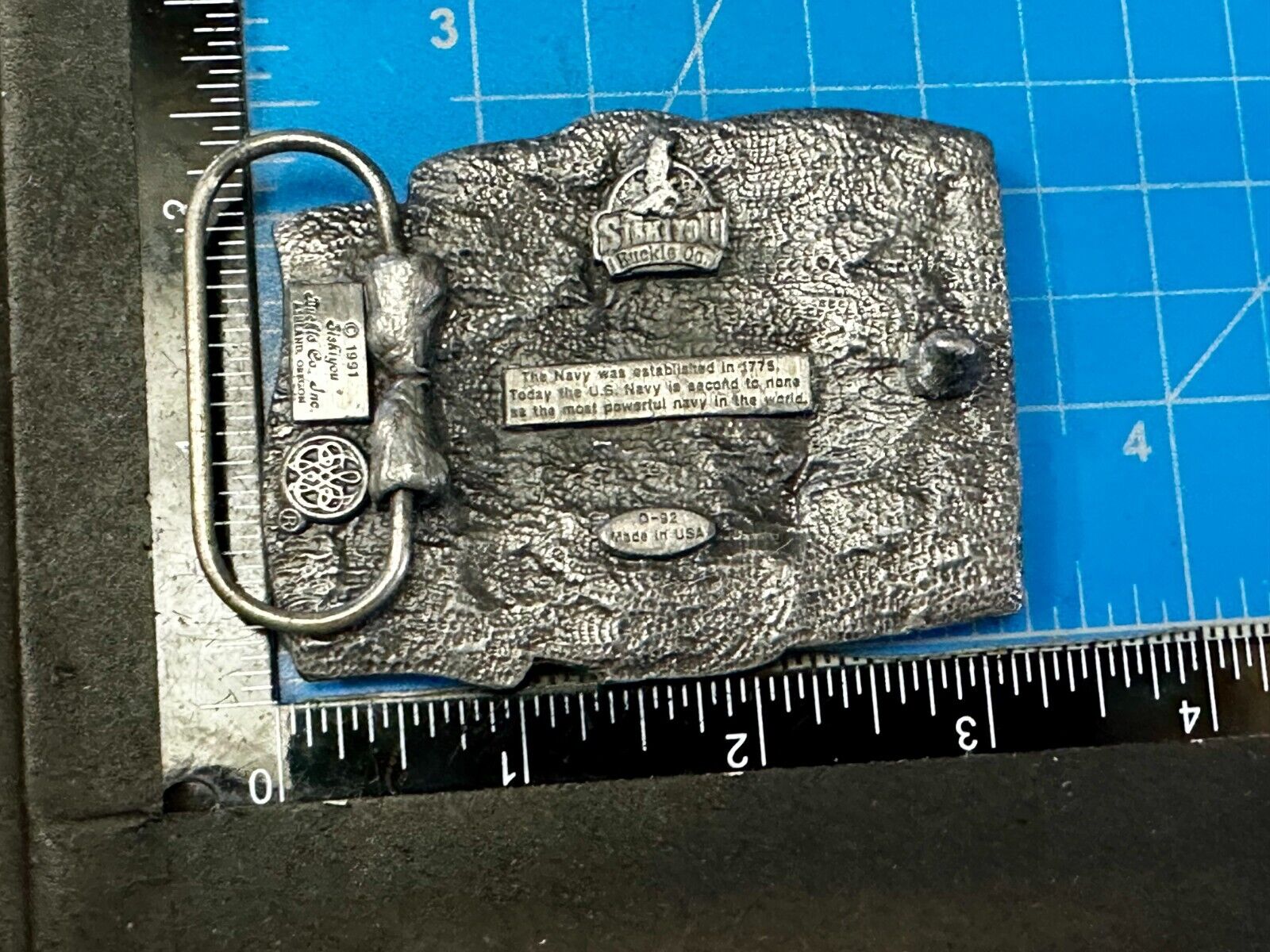 United States Navy Patriotic Flag Eagle Naval Seal Vtg 1991 Belt Buckle Siskiyou