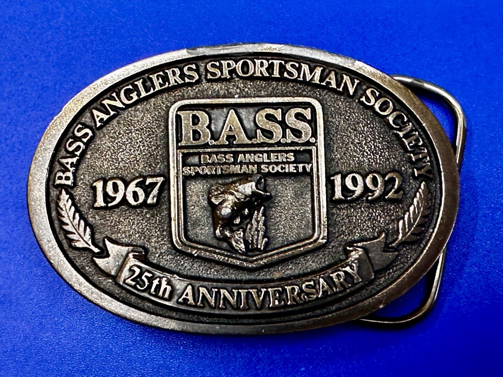 1992 Bass Anglers Sportsman Society Club 25th Anniversary Fishing Belt Buckle