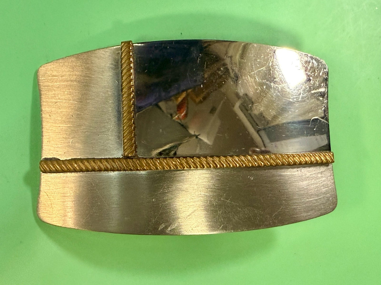 Vintage Gold Rope Design Reflective Nickel Silver Belt Buckle
