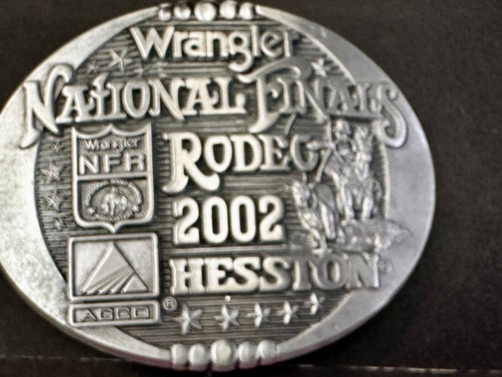 2002 Wrangler Hesston NFR National Finals Rodeo Montana Silversmiths Belt Buckle