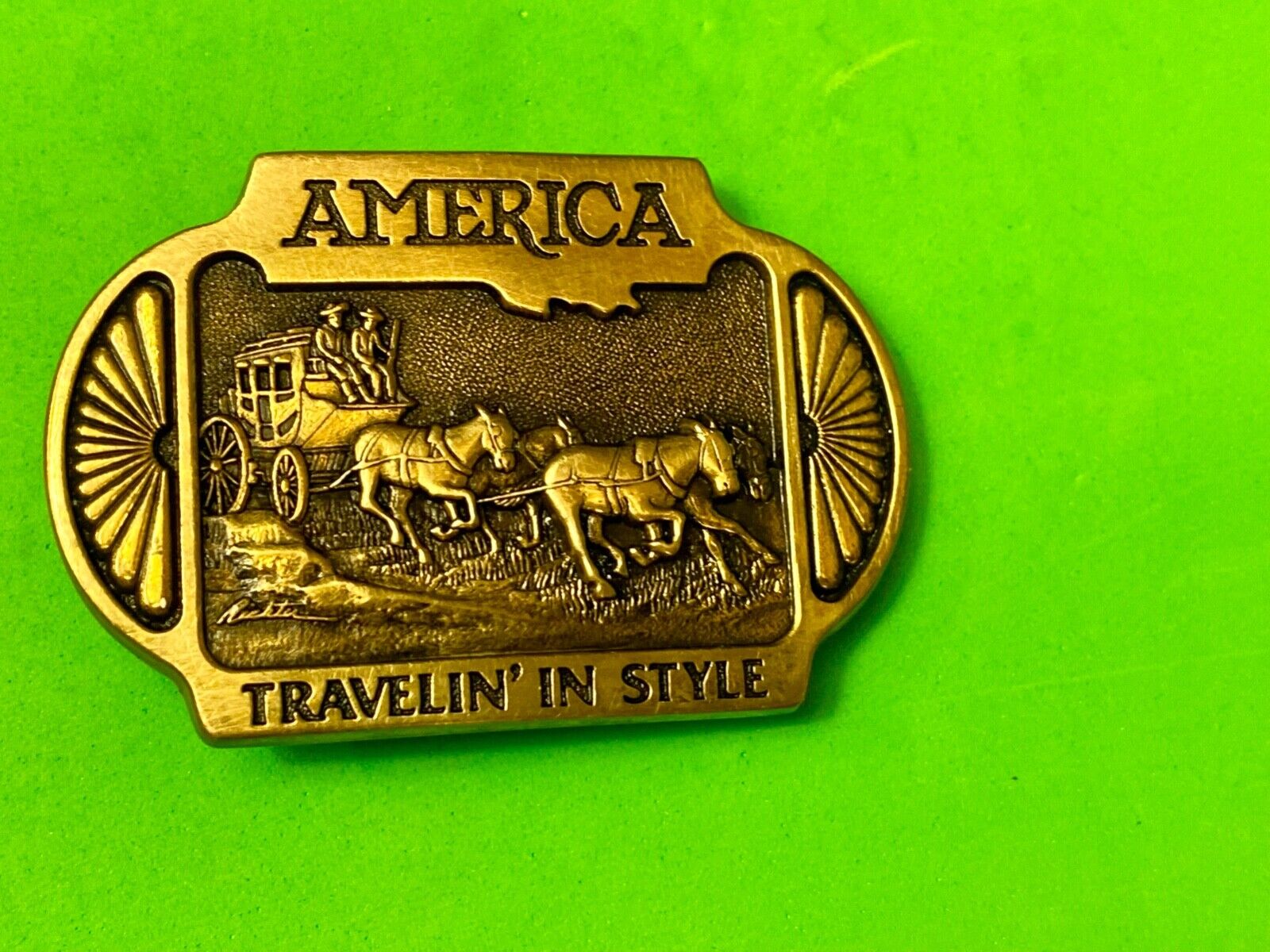 America, Traveling in Style  - Western Savings Series 1 Vintage belt buckle