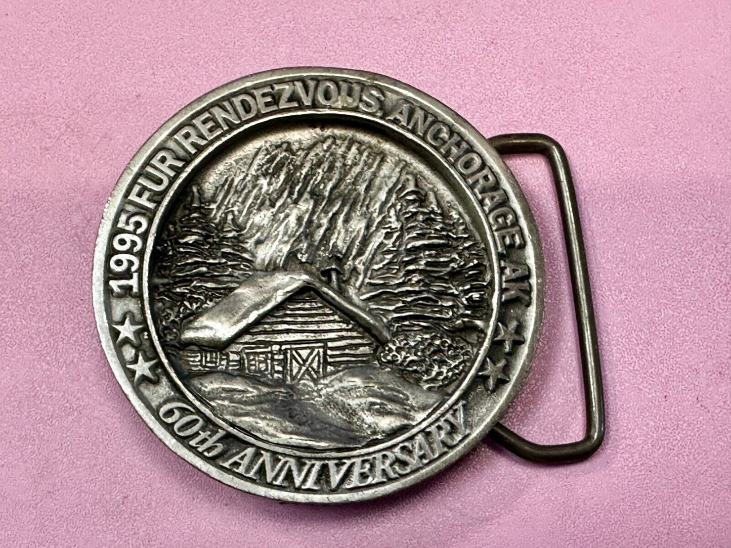 1995 FUR Rendezvous Anchorage Alaska Festival 60Th Anniversary Belt Buckle
