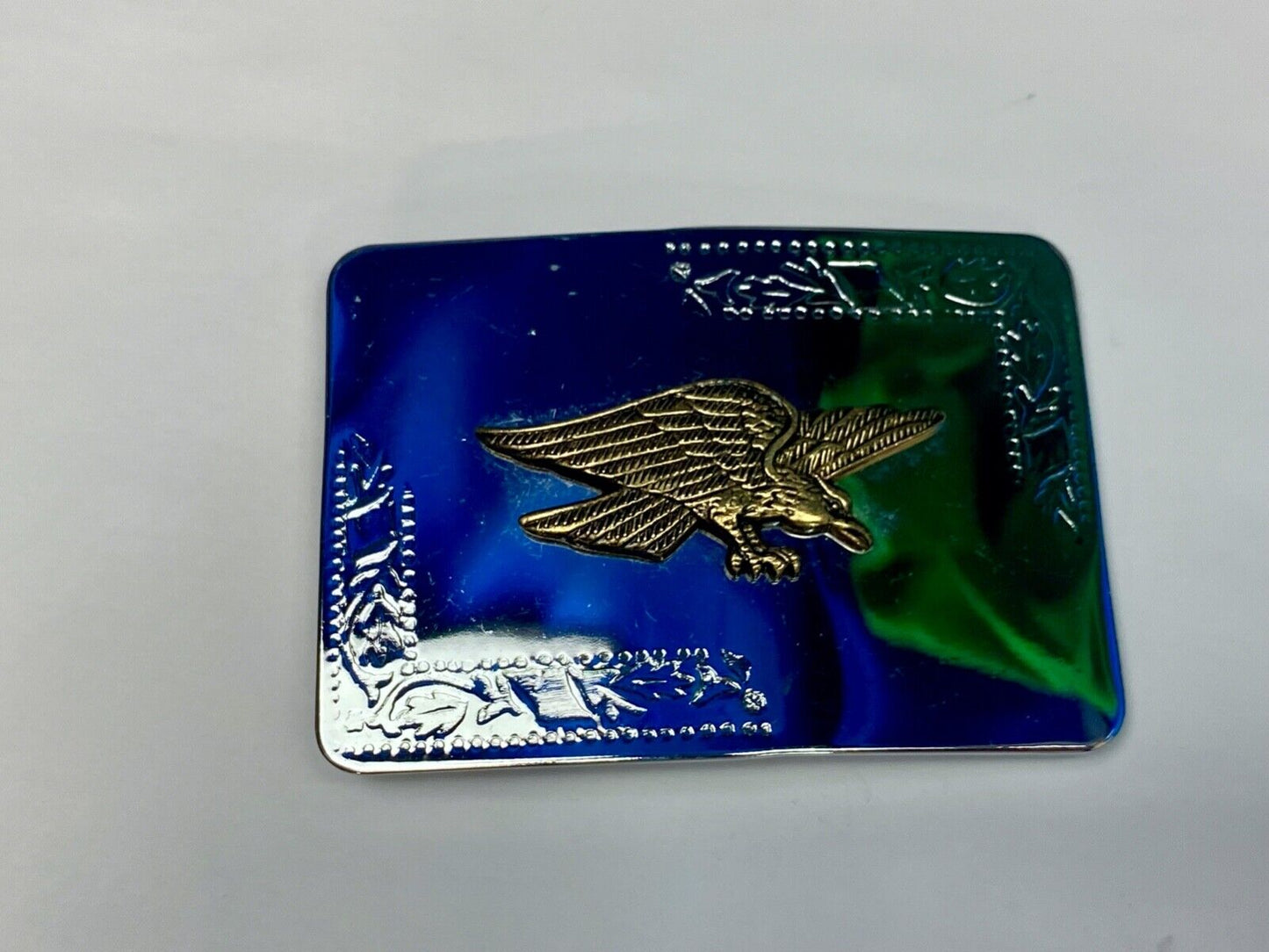 Vintage Hunting Diving Flying Eagle - Two Tone Mirrored Rectangular Belt Buckle