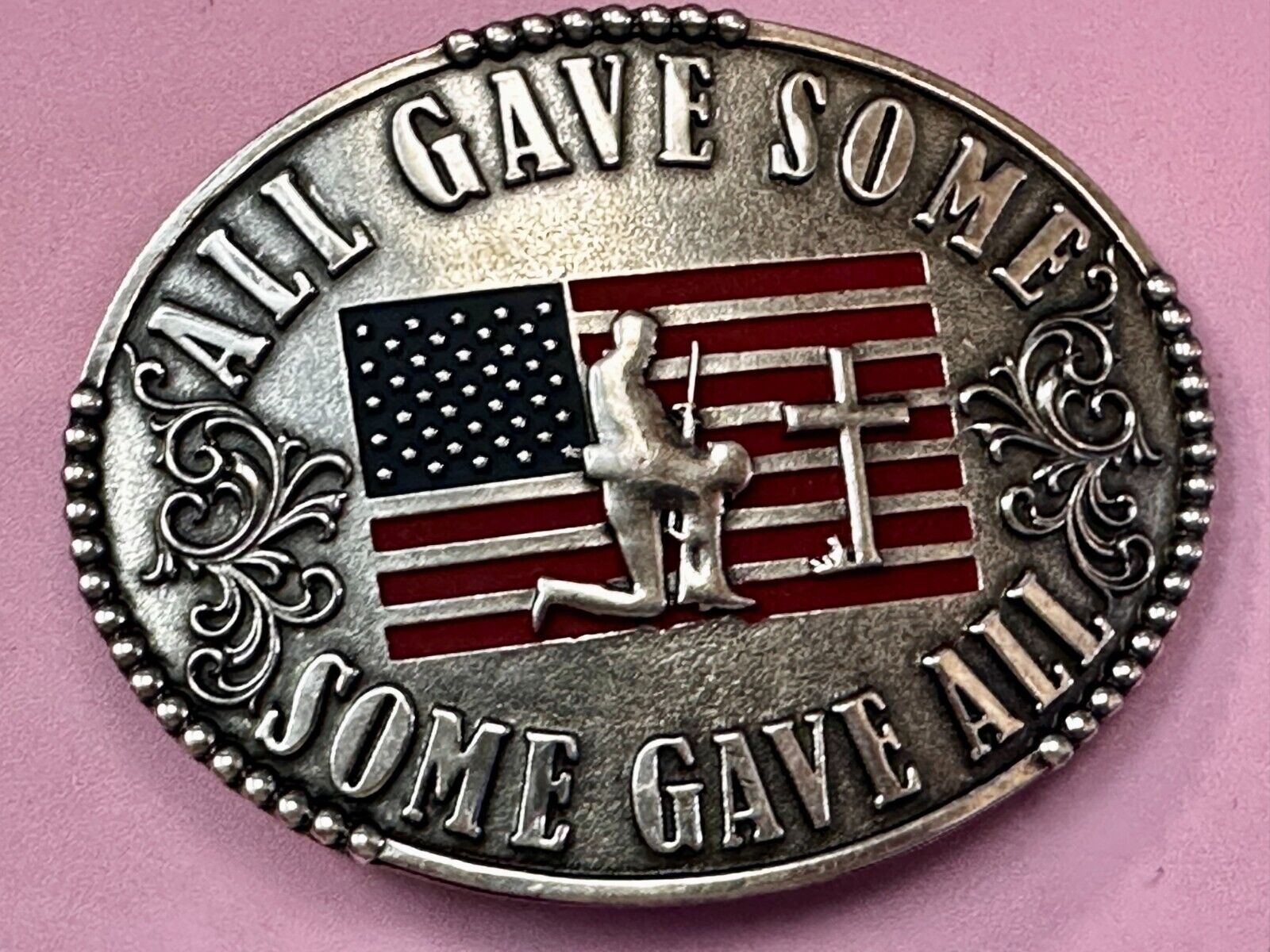 All Gave Some Some Gave All Patriotic American Veteran Commemorative Belt Buckle