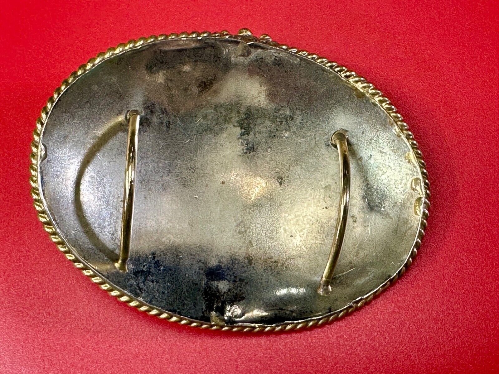 two tone LEAF theme unknown to me! green turquoise? Artisan western belt slide