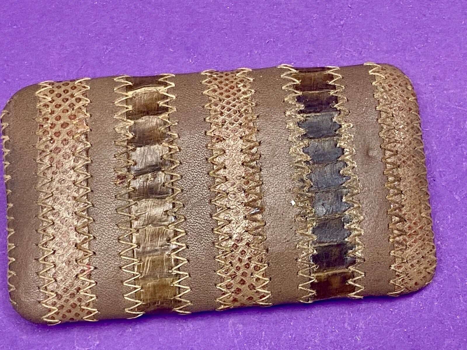 Artisan mixed material leather scarf shoe purse belt buckle   - unknown to me! 
