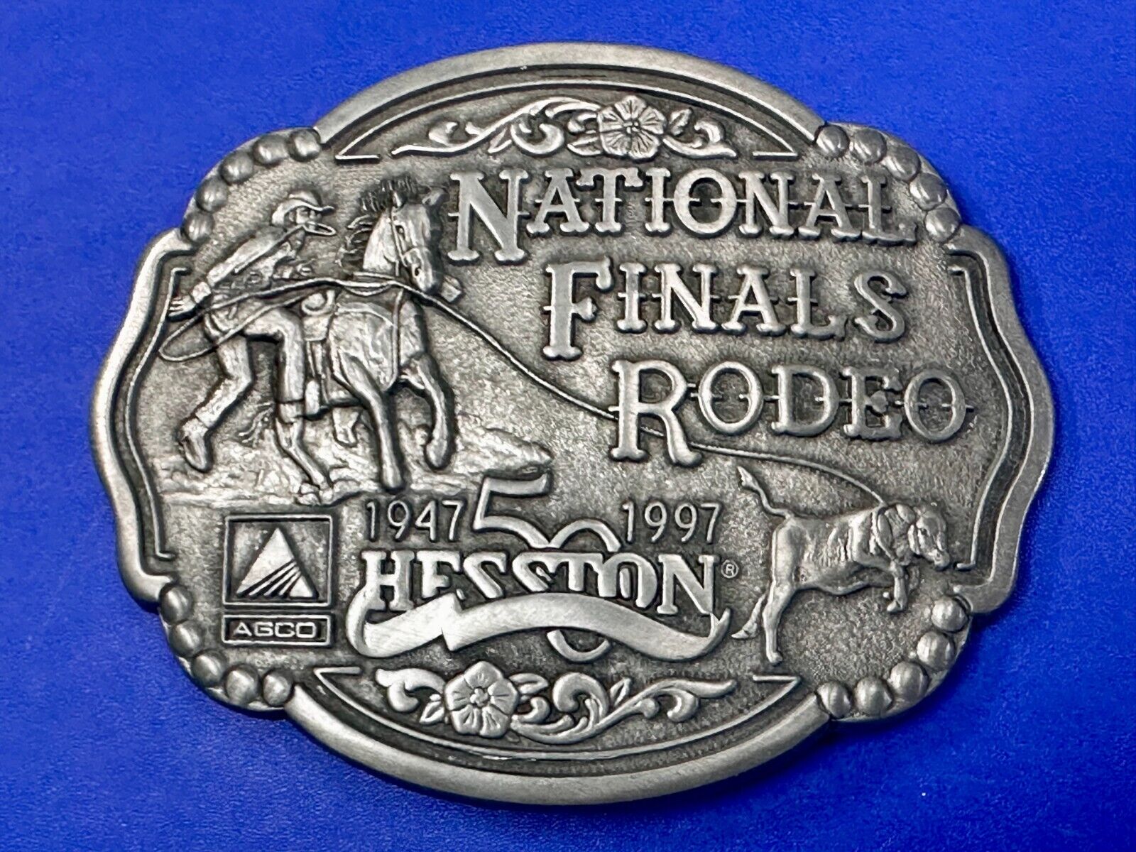 1997 ADM Hesston NFR National Finals Rodeo Cowboys Western Belt Buckle