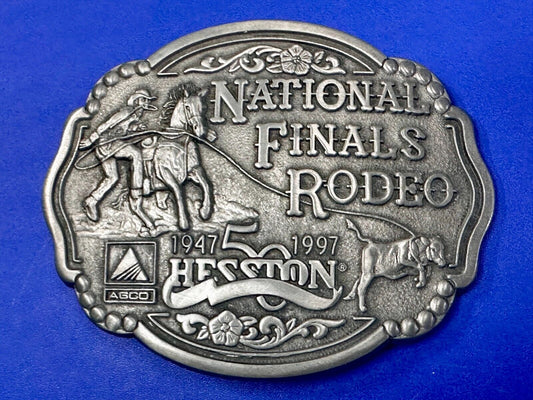1997 ADM Hesston NFR National Finals Rodeo Cowboys Western Belt Buckle