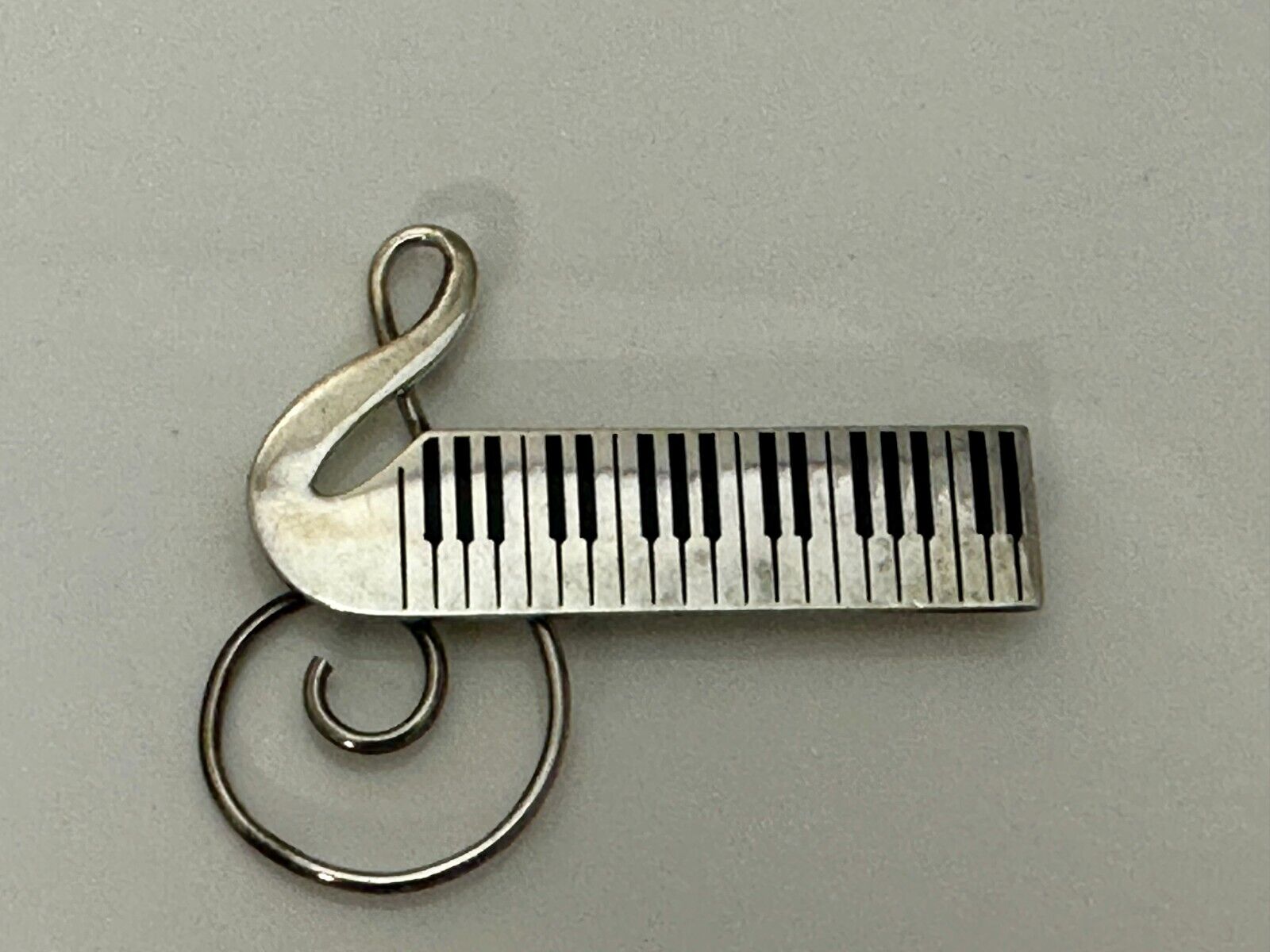 Treble Clef  Piano Music Keyboard Musician Vtg. Brooch Pin Sterling 925 Mexico