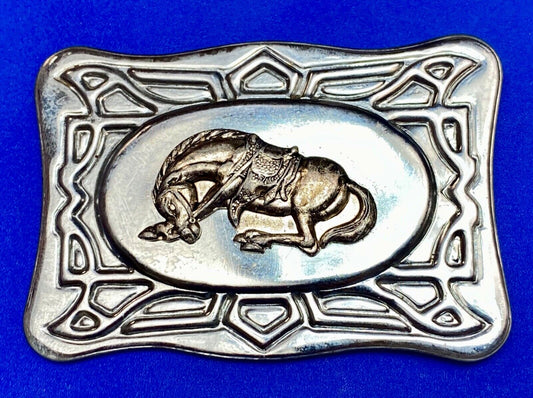 Vintage HORSE in saddle western rodeo cowboys belt buckle