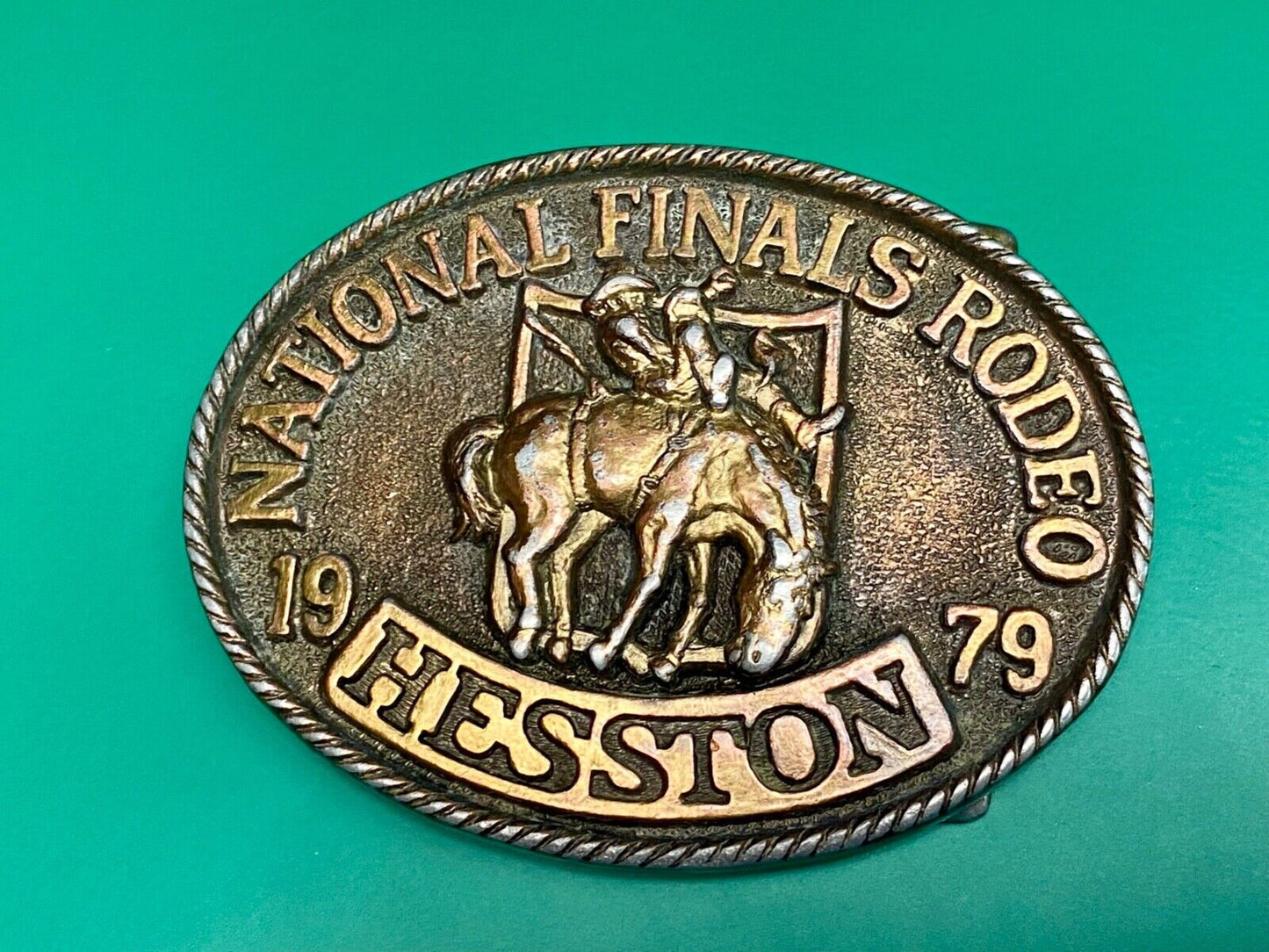 1979 Hesston Fifth edition Nation Finals Rodeo NFR Cowboy belt buckle