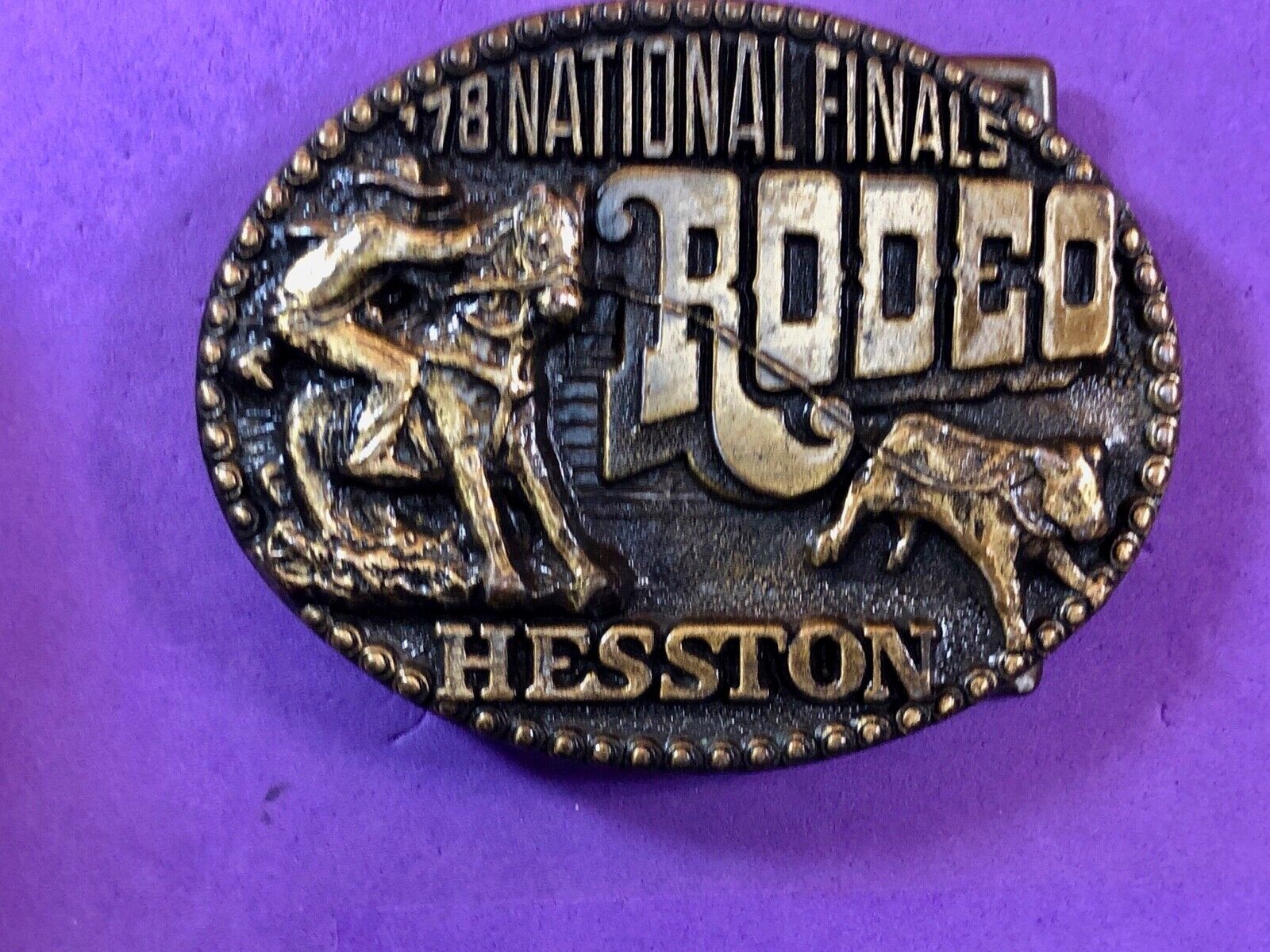 1978 NFR Rodeo Hesston Fourth edition belt buckle - 5th network telecast from Ok