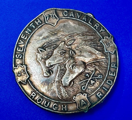 7th Seventh Cavalry Rough Rider Horse Head Vintage Belt Buckle