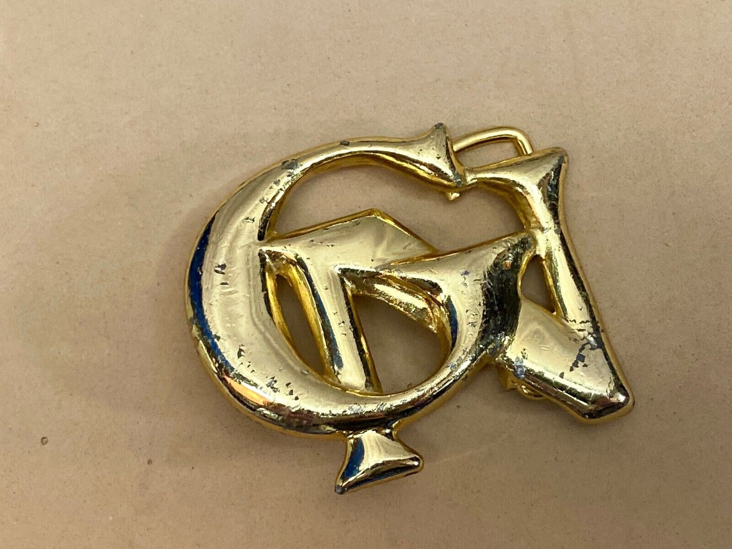 Unknown To Me, Gold Tone Letters Gn Or Cn Cut Out Belt Buckle 