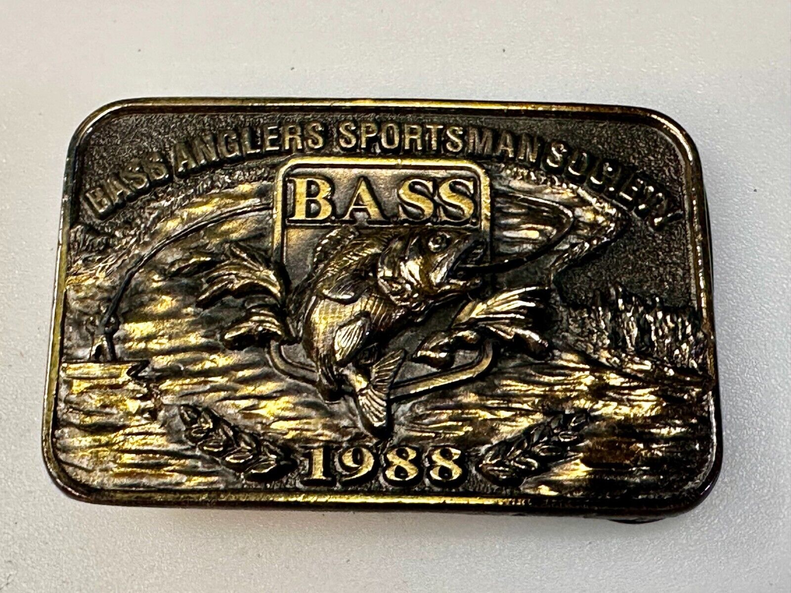 1988 Bass Anglers Sportsman Society Club Great American Belt Buckle
