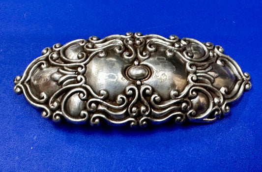 Victorian Art Style Floral Theme Vintage 1997 Silver Tone Belt Buckle