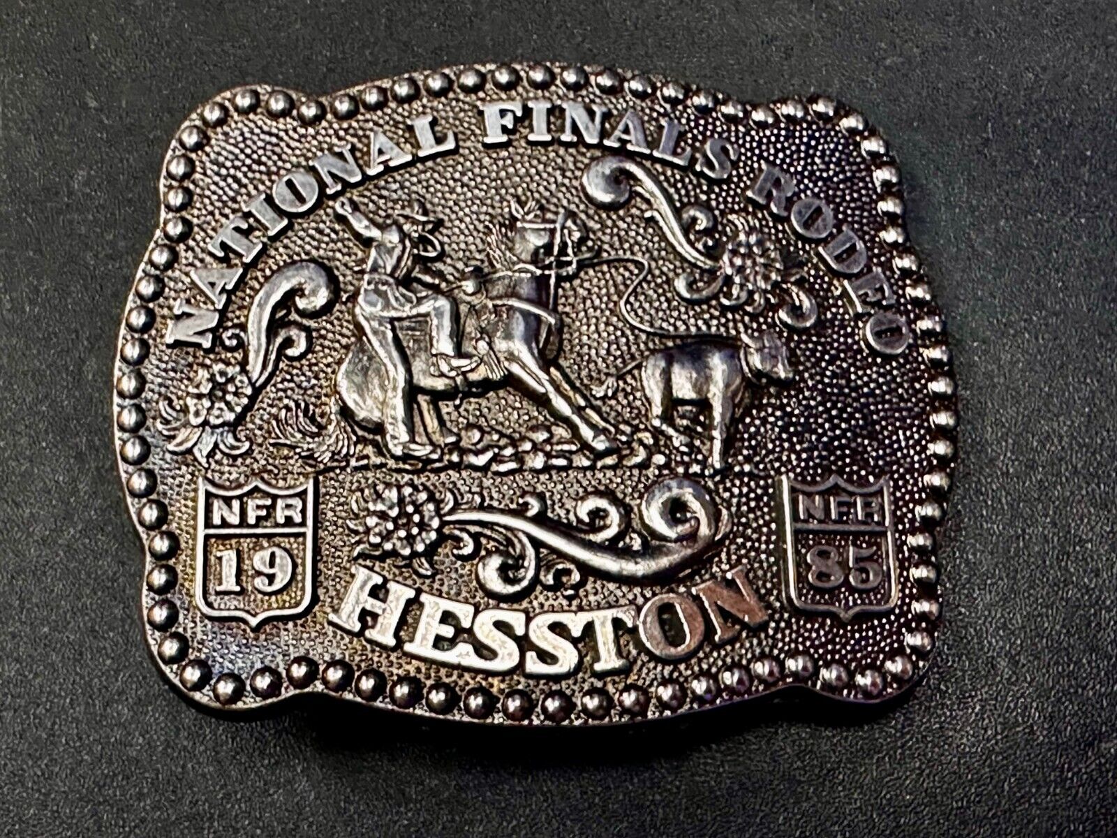 1985 Hesston NFR National Finals Rodeo YOUTH SIZE Western Collectors Belt Buckle