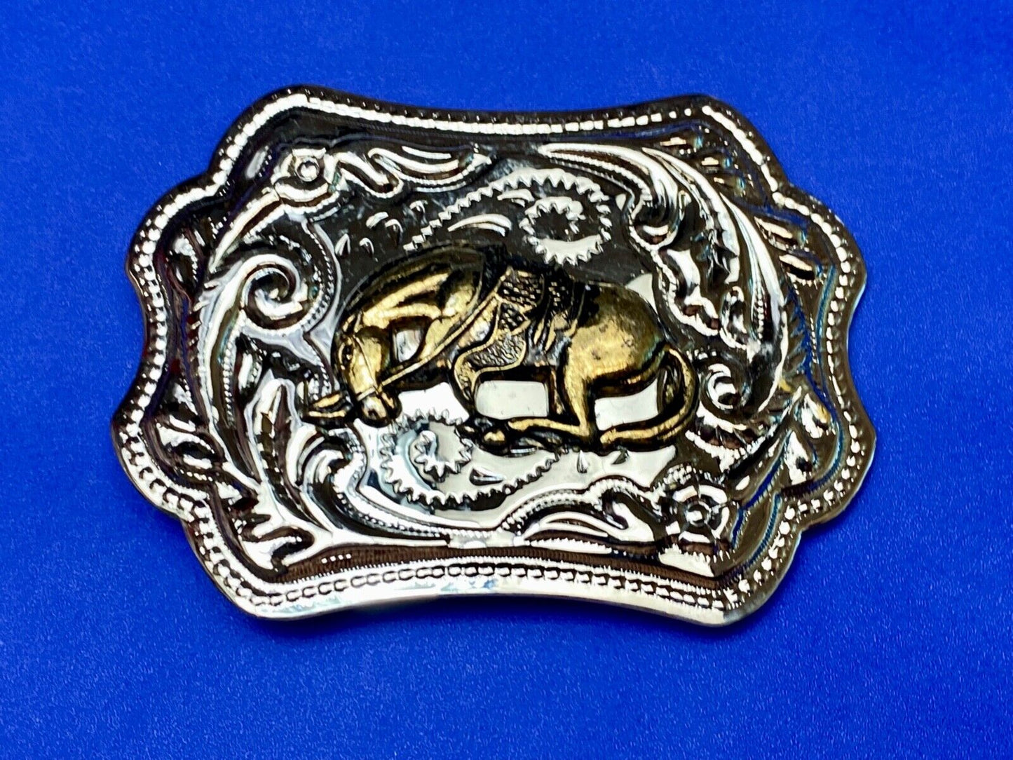 Vintage Horse End of the Trail two tone western belt buckle