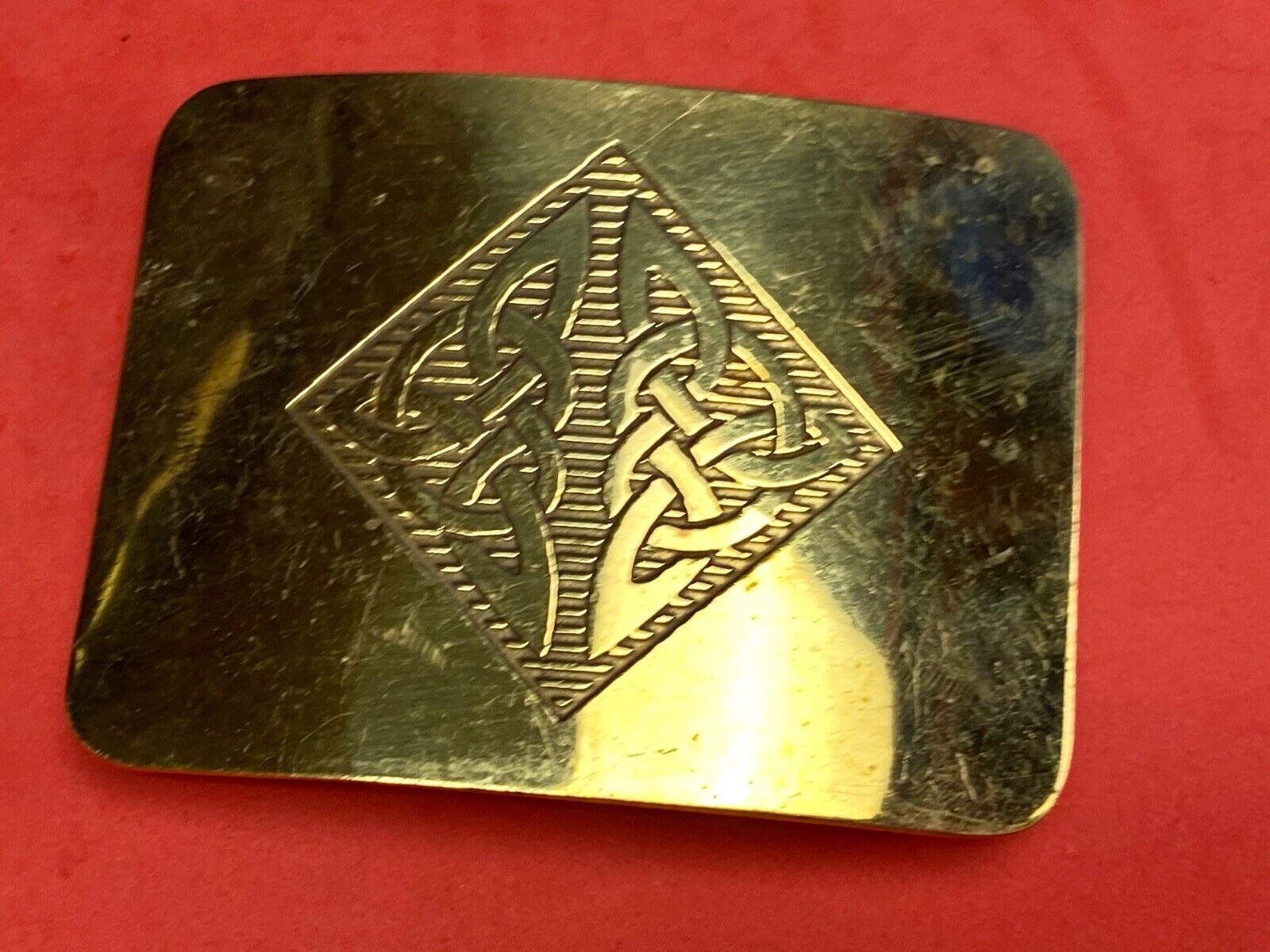Antique Brass tone BOHO HIPPIE Ornate Lines Pattern Belt Buckle 