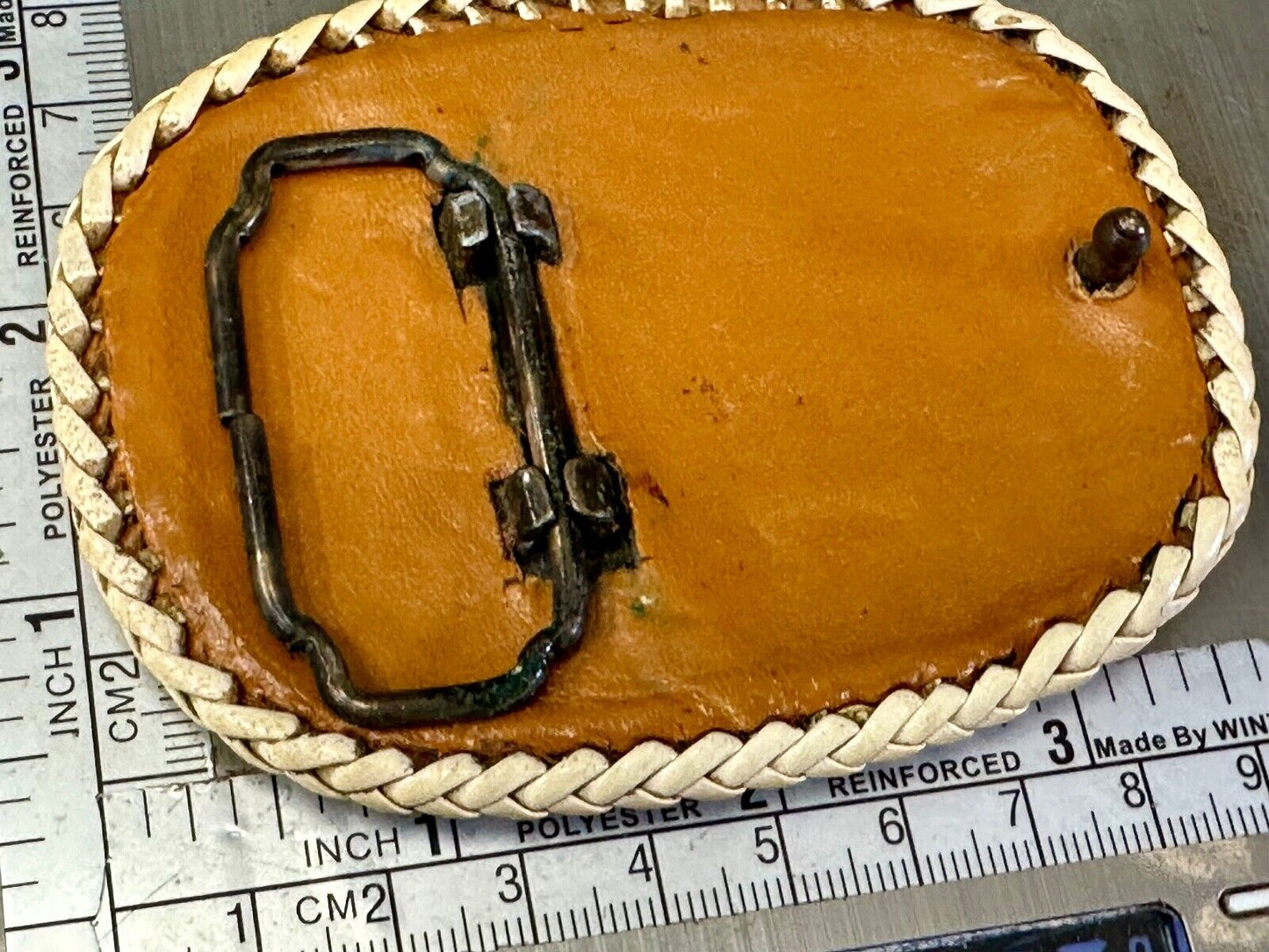 Artisan GF Initials letters Girlfriend? custom stitched leather belt buckle