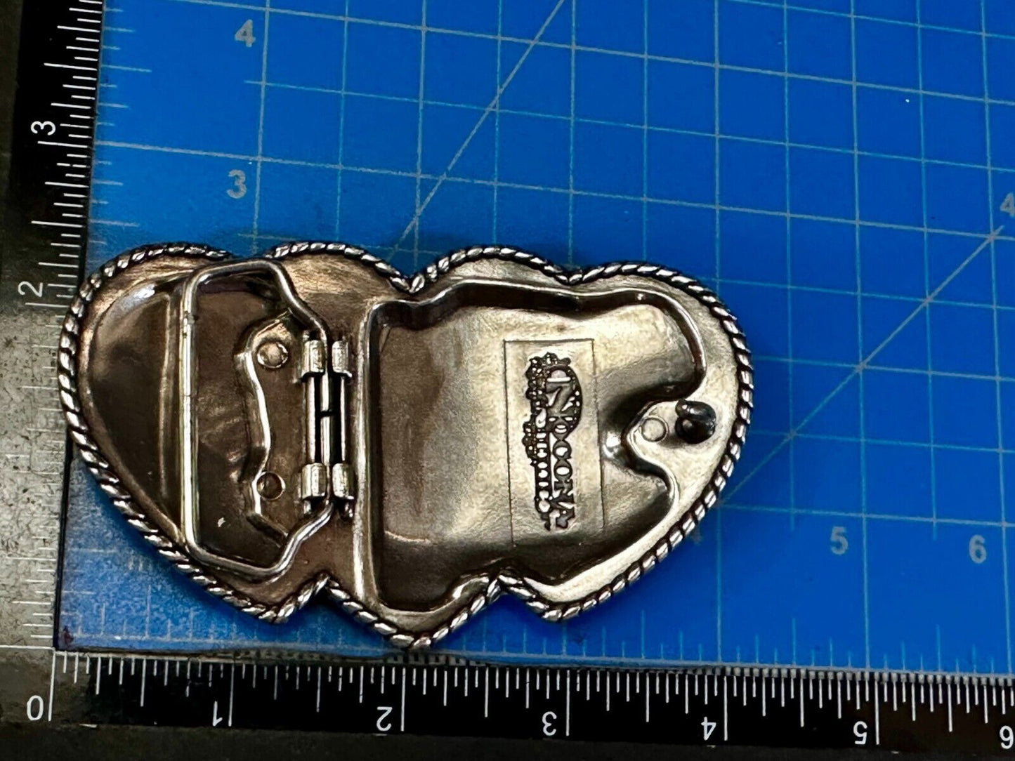 Triple / 3 Hearts - Rhinestone accented Silver tone cutout western Belt Buckle