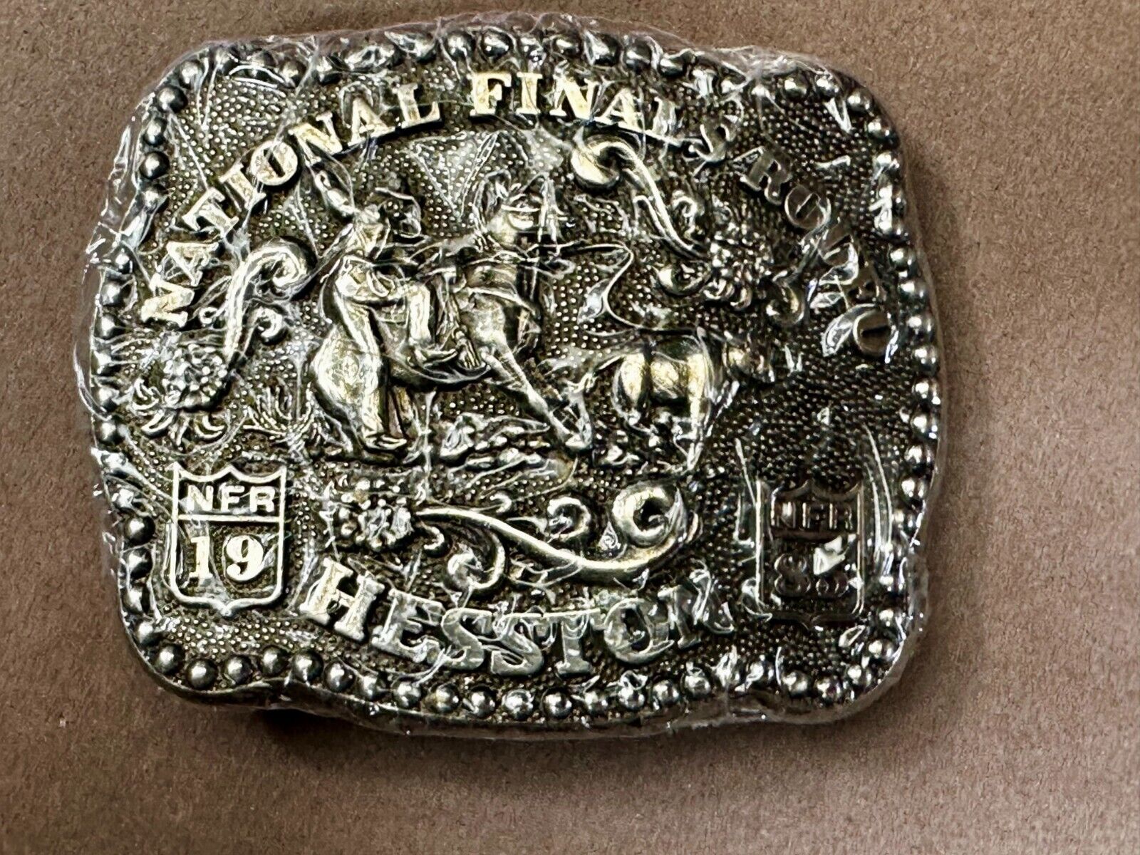 1985 Hesston National Finals Rodeo NFR Rodeo Cowboys NOS Youth Size Belt Buckle