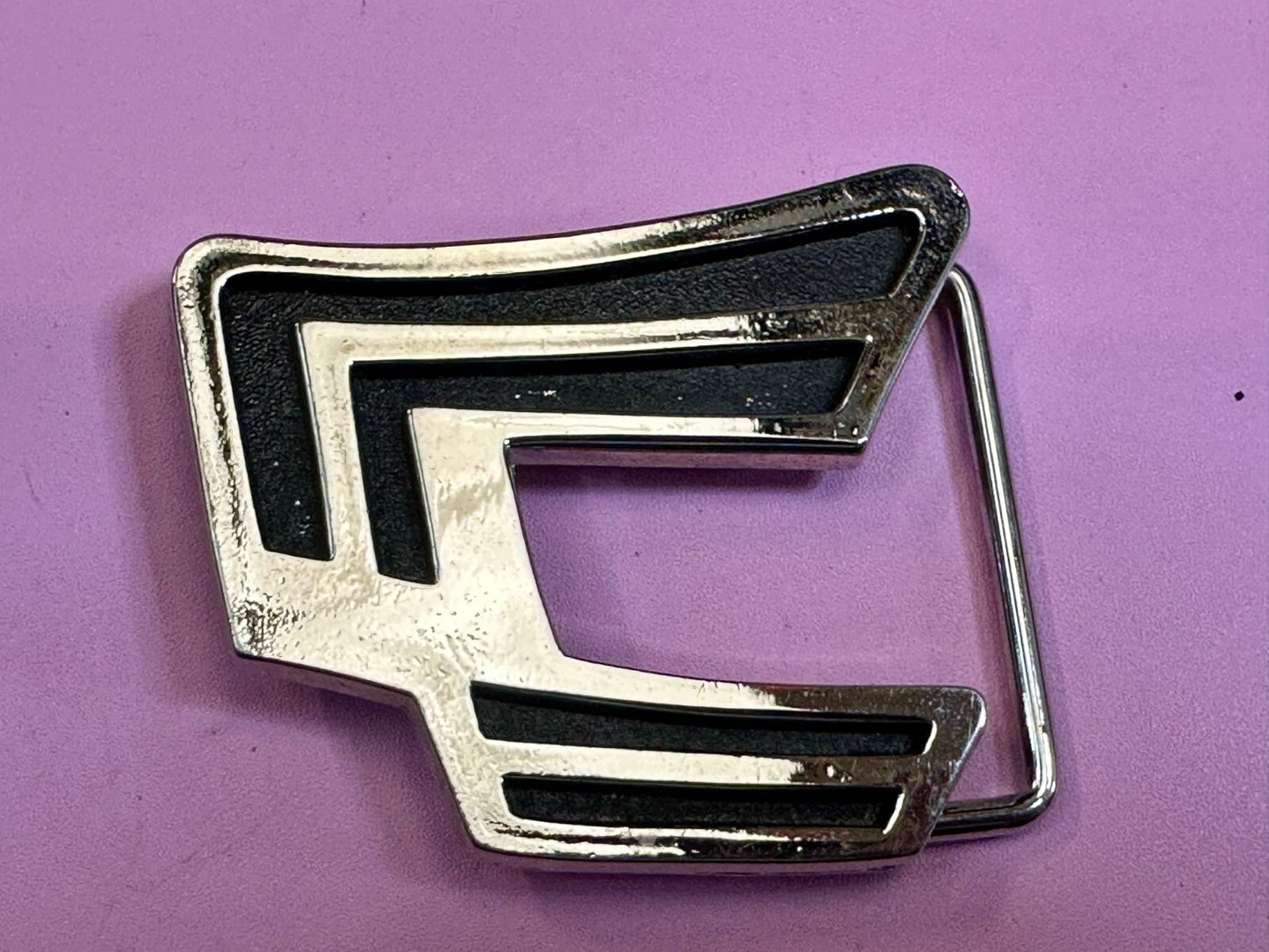 Abstract Pattern Openwork Metal Silver Tone Belt Buckle