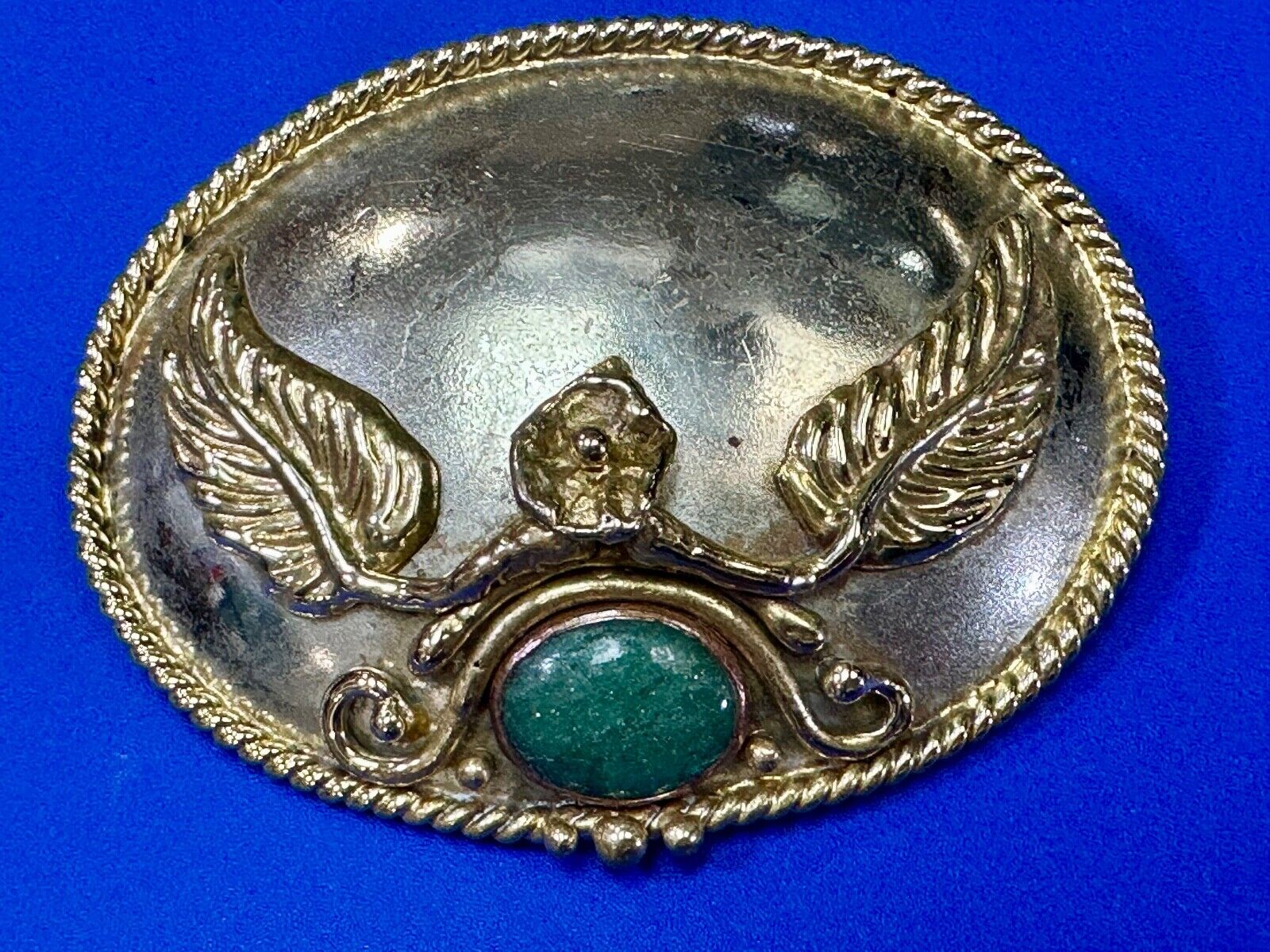 two tone LEAF theme unknown to me! green turquoise? Artisan western belt slide