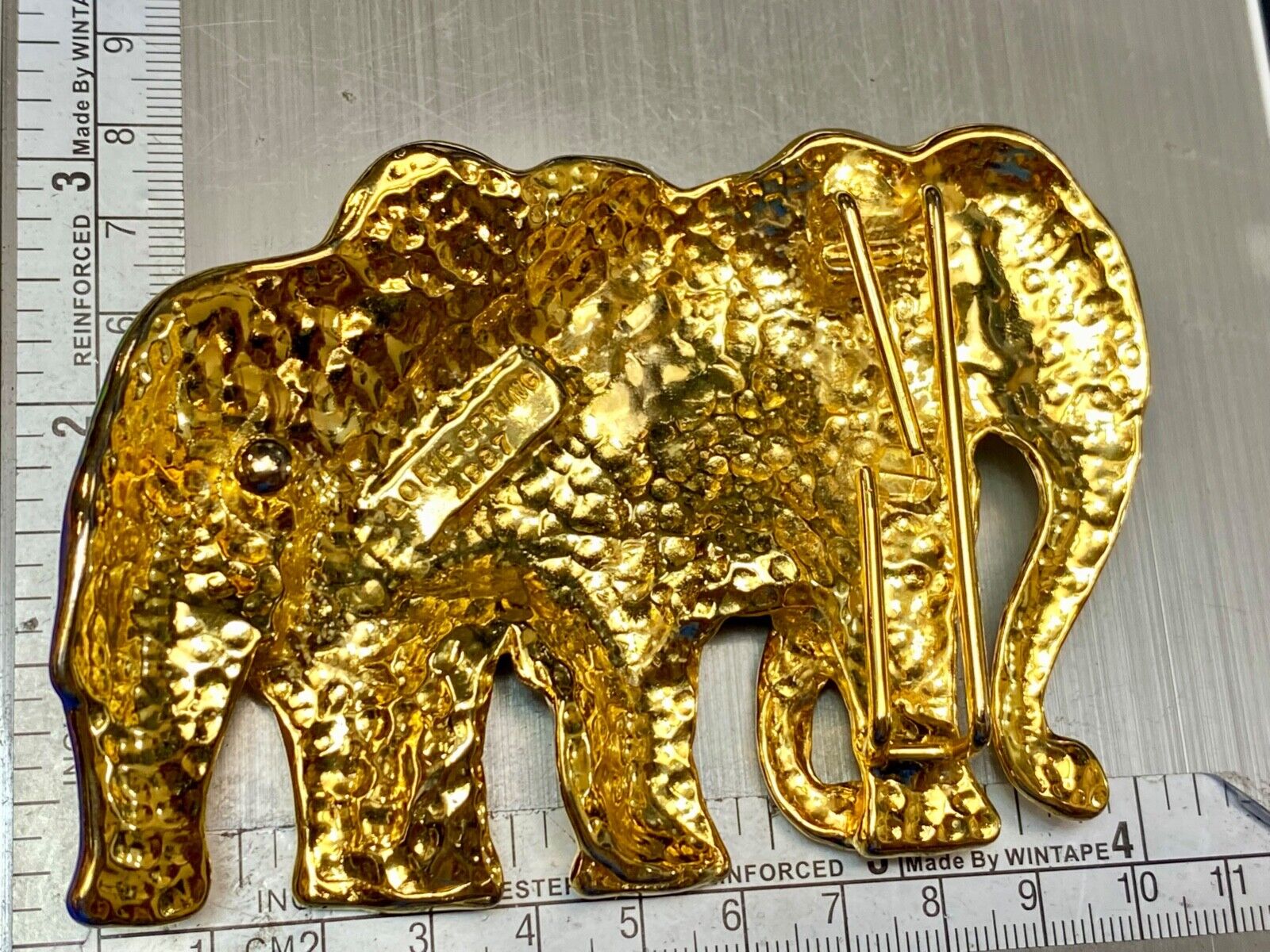 Two Walking Standing Elephants Pair - RARE! LORie Spring 1987 belt buckle