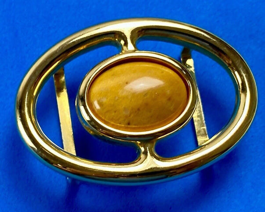 Vintage Beautiful stone centerpiece in brass belt buckle