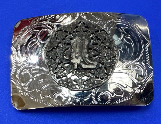 Vintage Cowboy Boots western flower swirl design belt buckle