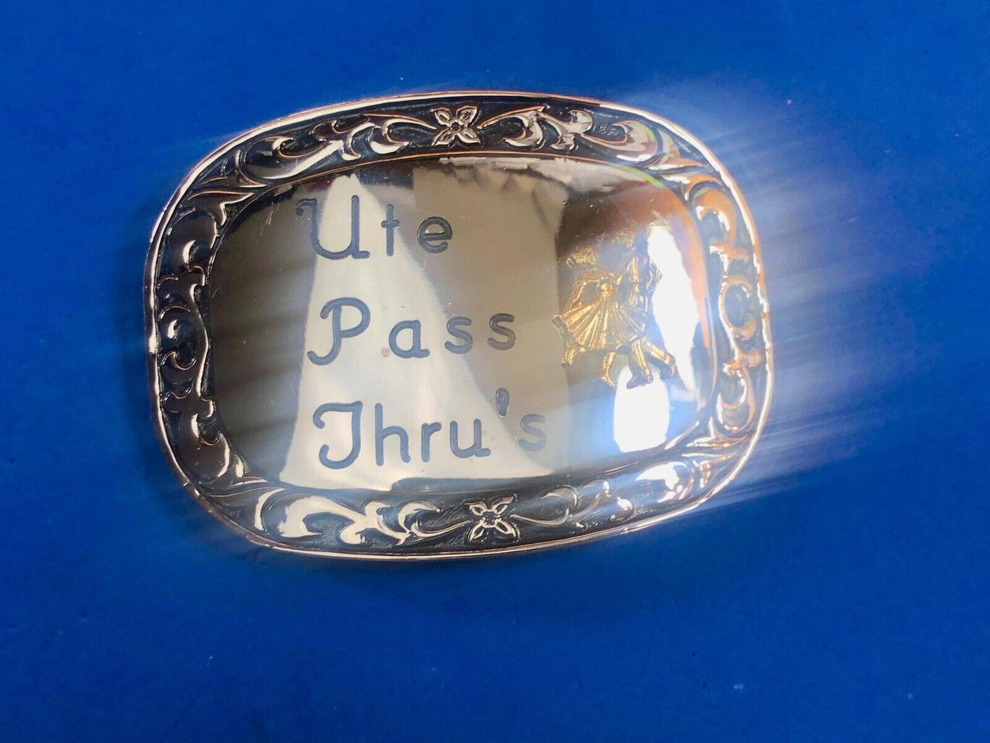 Ute Pass Thru's western country line square dancing couple  belt buckle 
